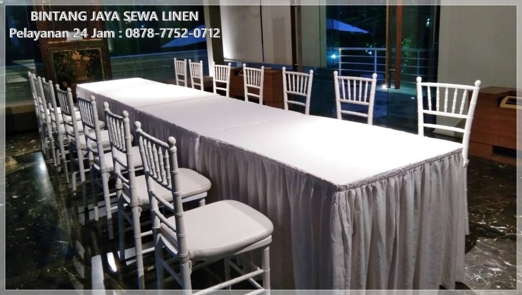 Taplak Meja Putih Skirting Set Kursi Tiffany Putih