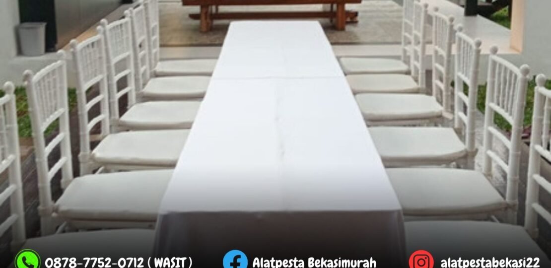 Layanan Sewa Cover Meja Tebar Putih Long Table Jakarta (3)