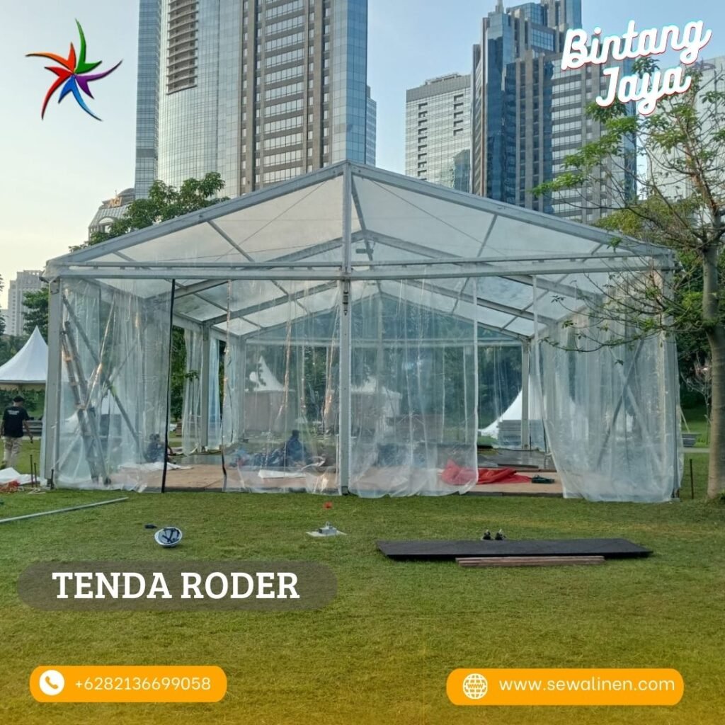 Layanan Sewa Tenda Tipe Roder Atap Dan Dinding Transparan Area Tangerang