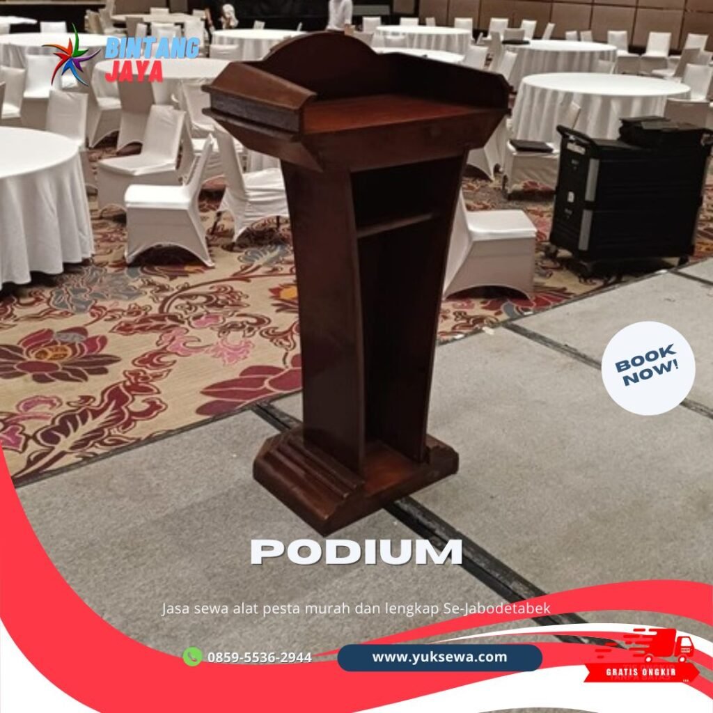 Sewa Mimbar Podium Kayu VIP Jati Ukir dan acrylic Area Jakarta