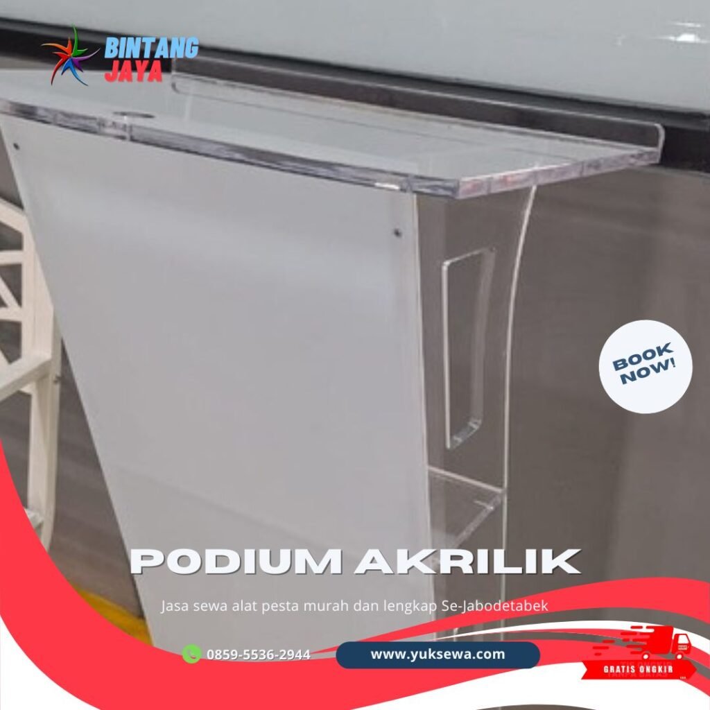 Jasa sewa Kursi Meja Podium Bahan Acrylic Bening Area Jakarta