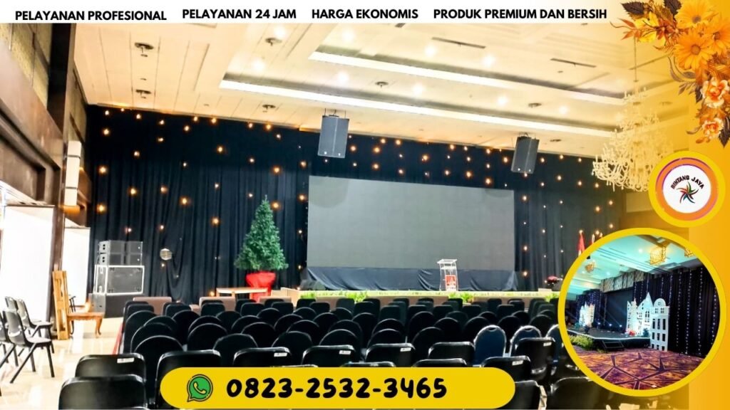 JASA SEWA BLACK CURTAIN STAR LIGHT BAHAN LOTTO HITAM UNTUK HIASAN DINDING EVENT AREA JAKARTA