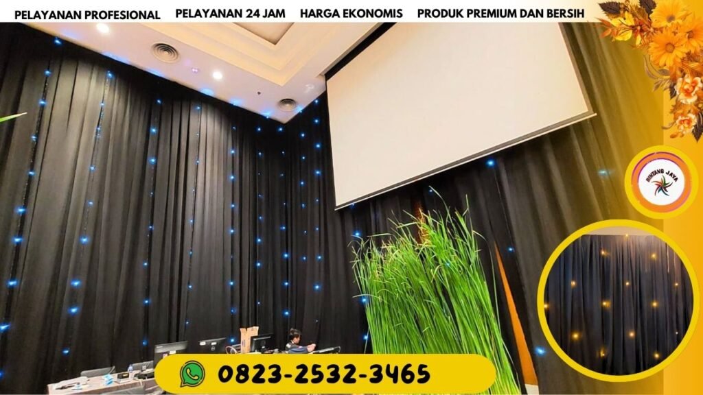 JASA SEWA BLACK CURTAIN STAR LIGHT BAHAN LOTTO HITAM UNTUK HIASAN DINDING EVENT AREA JAKARTA