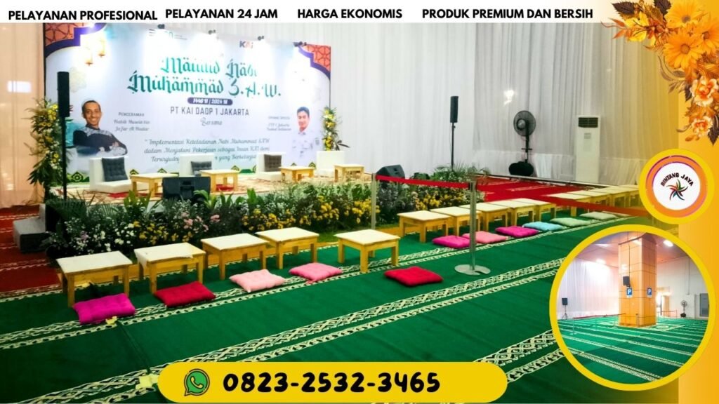 PUSATNYA SEWA KARPET SAJADAH MUSHOLA HIJAU AREA TERDEKAT JAKARTA PUSAT