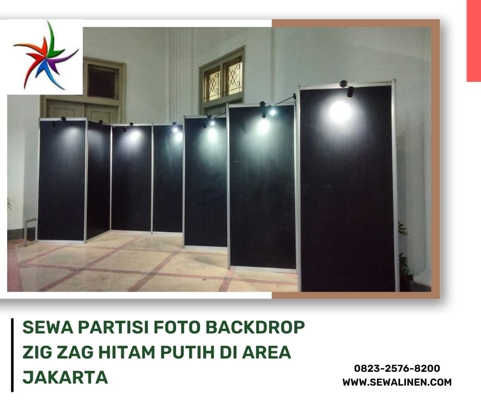 Sewa Partisi Foto Backdrop Zig zag Hitam Putih Di Area Jakarta